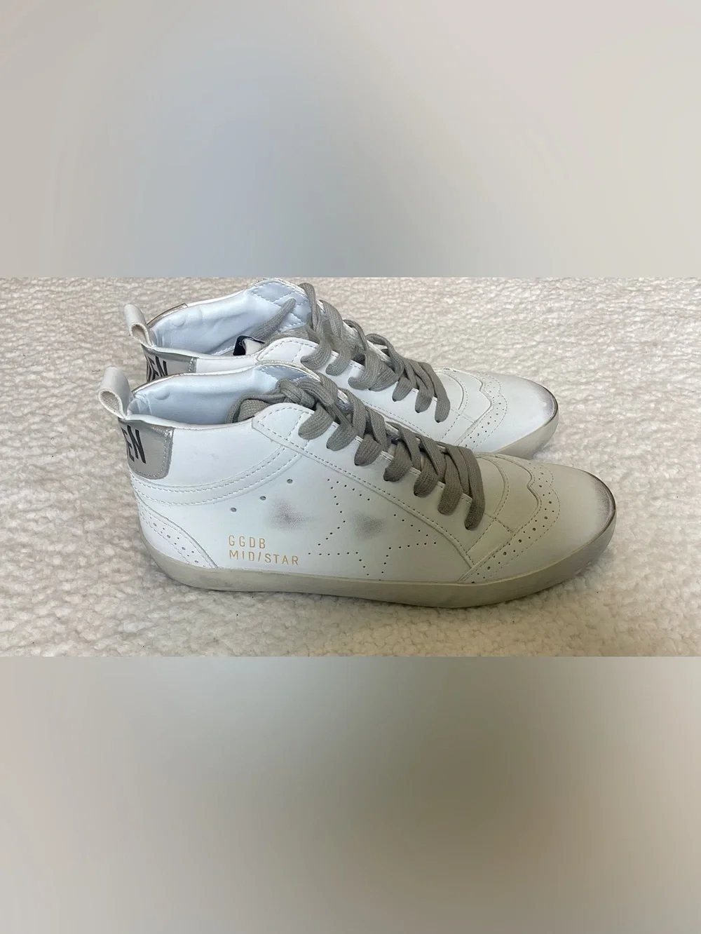 Golden Goose Mid Star Sneakers Womens  EU 39 White Silver Distressed Luxury